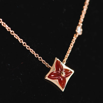 [Charm Aries Jewelry]STAR NECKLACE PINK GOLD 1 DIAMOND