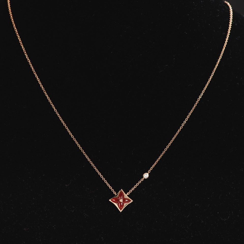 [Charm Aries Jewelry]STAR NECKLACE PINK GOLD 1 DIAMOND