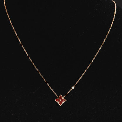 [Charm Aries Jewelry]STAR NECKLACE PINK GOLD 1 DIAMOND