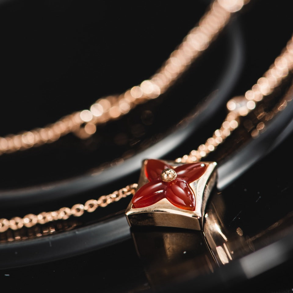 [Charm Aries Jewelry]STAR NECKLACE PINK GOLD 1 DIAMOND