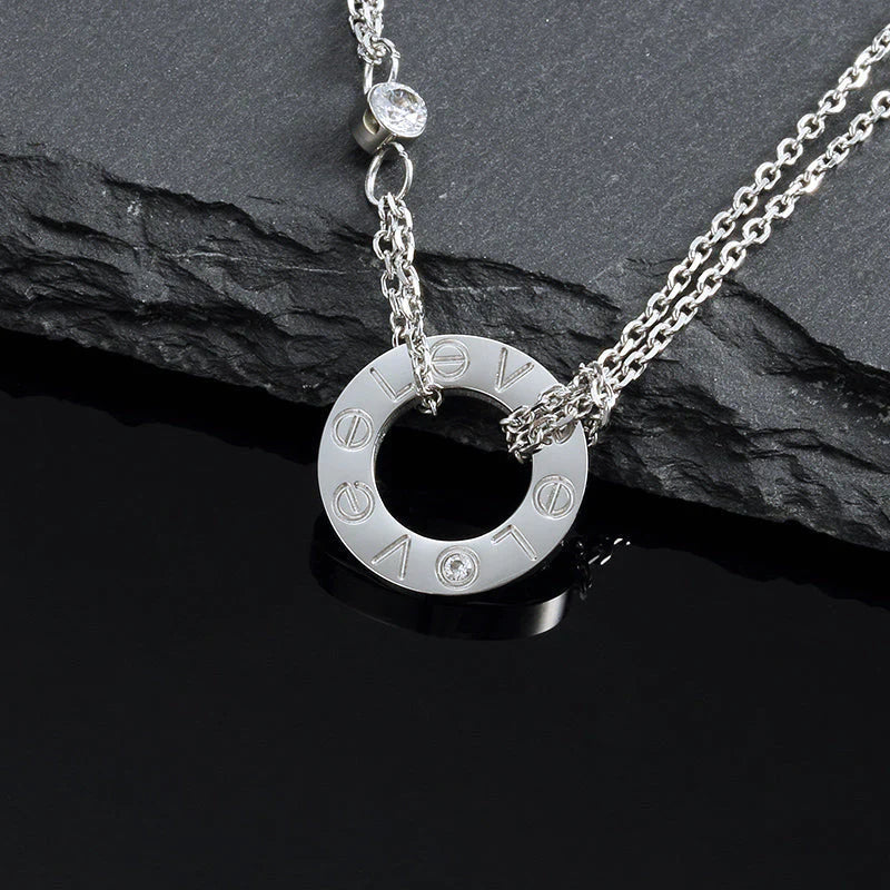 [Charm Aries Jewelry]LOVE NECKLACE 16MM 2 DIAMONDS