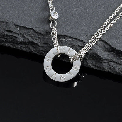 [Charm Aries Jewelry]LOVE NECKLACE 16MM 2 DIAMONDS