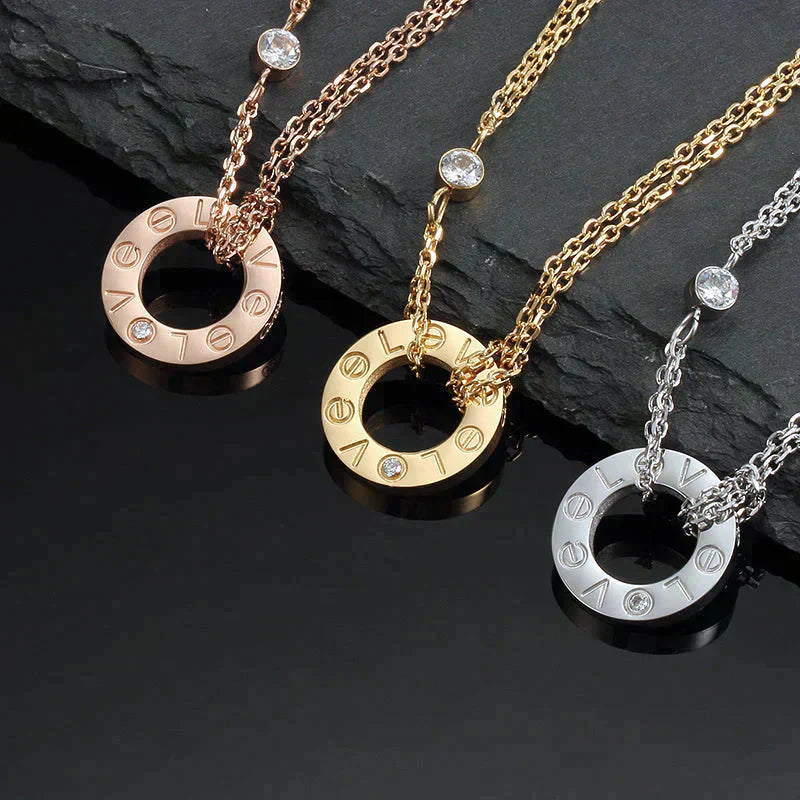 [Charm Aries Jewelry]LOVE NECKLACE 16MM 2 DIAMONDS