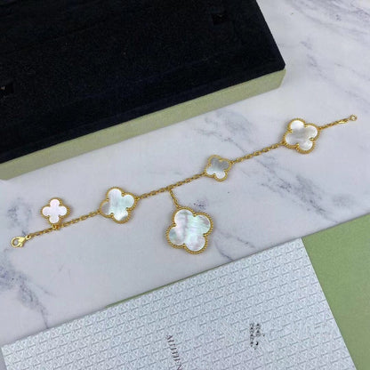 [Charm Aries Jewelry]MAGIC CLOVER MOP GOLD BRACELET 5 MOTIFS