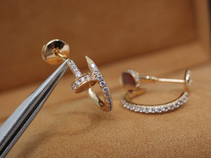 [Charm Aries Jewelry]JUSTE EARRINGS 12.75MM PINK GOLD DIAMOND