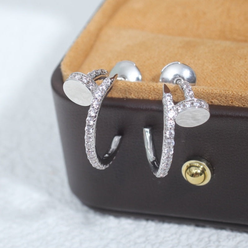 [Charm Aries Jewelry]JUSTE EARRINGS 12.75MM SILVER DIAMOND