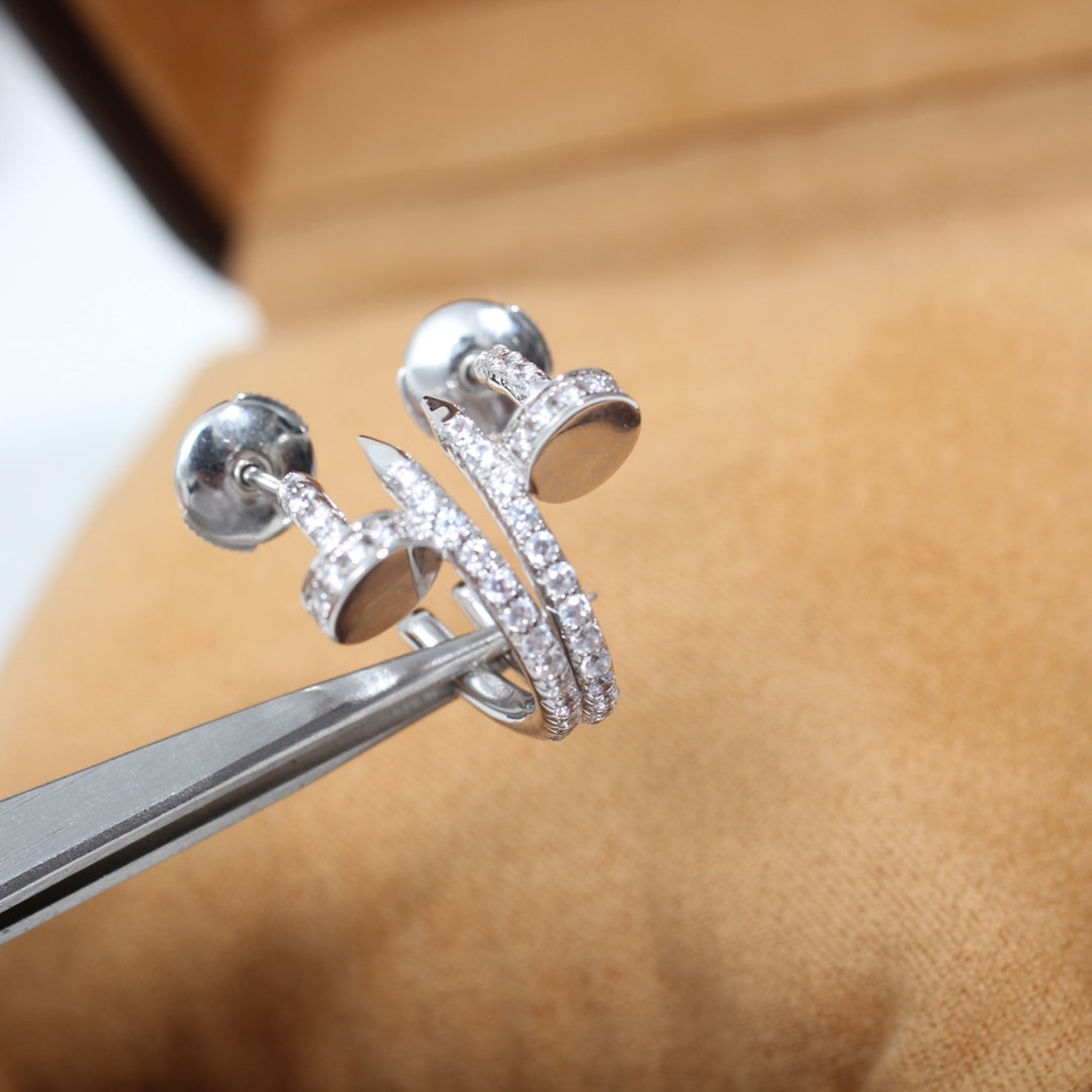 [Charm Aries Jewelry]JUSTE EARRINGS 12.75MM SILVER DIAMOND