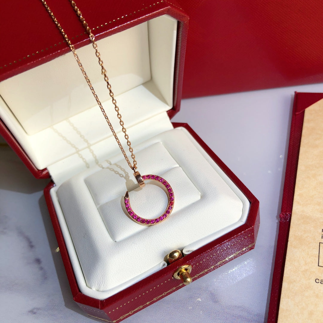 [Charm Aries Jewelry]JUSTE NECKLACE GOLD RED DIAMONDS