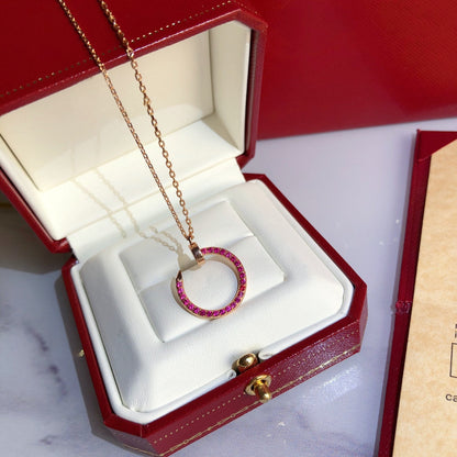 [Charm Aries Jewelry]JUSTE NECKLACE GOLD RED DIAMONDS
