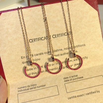 [Charm Aries Jewelry]JUSTE NECKLACE GOLD RED DIAMONDS