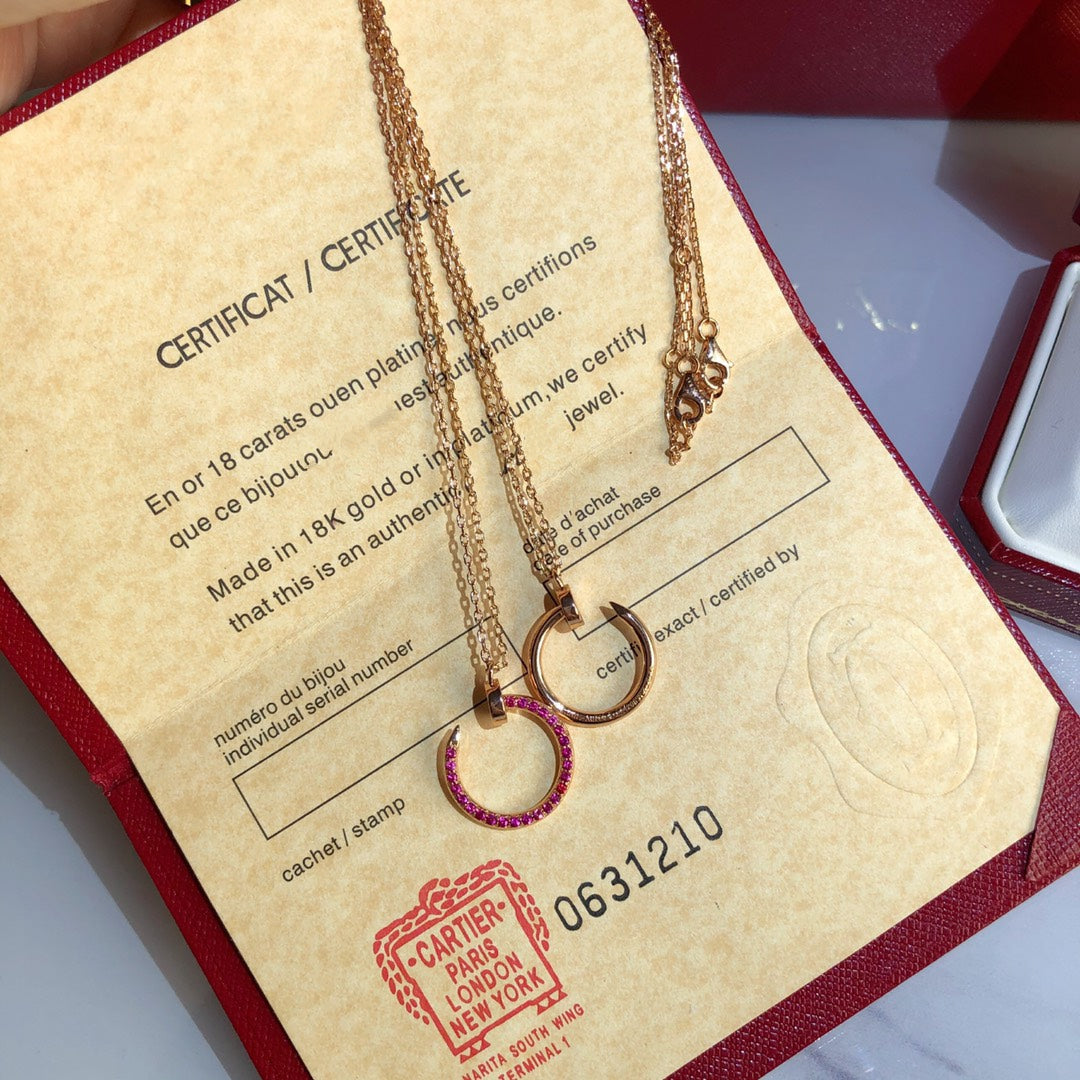 [Charm Aries Jewelry]JUSTE NECKLACE GOLD RED DIAMONDS