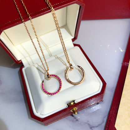 [Charm Aries Jewelry]JUSTE NECKLACE GOLD RED DIAMONDS