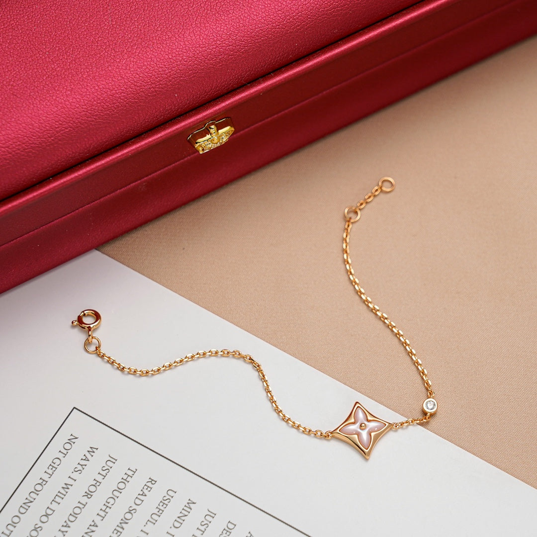 [Charm Aries Jewelry]STAR 1 DIAMOND PINK GOLD BRACELET