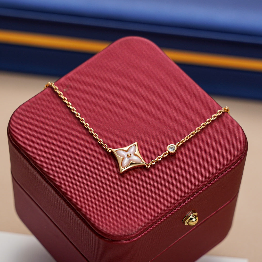 [Charm Aries Jewelry]STAR 1 DIAMOND PINK GOLD BRACELET