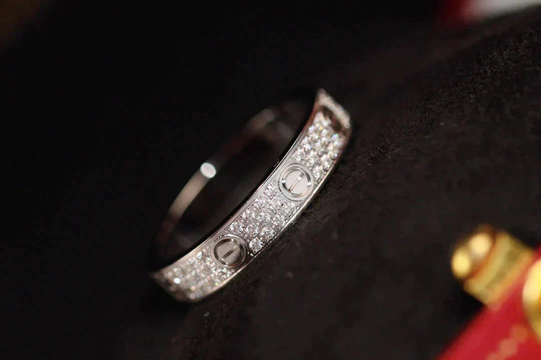 [Charm Aries Jewelry]LOVE RING 3.6MM DIAMOND PAVED