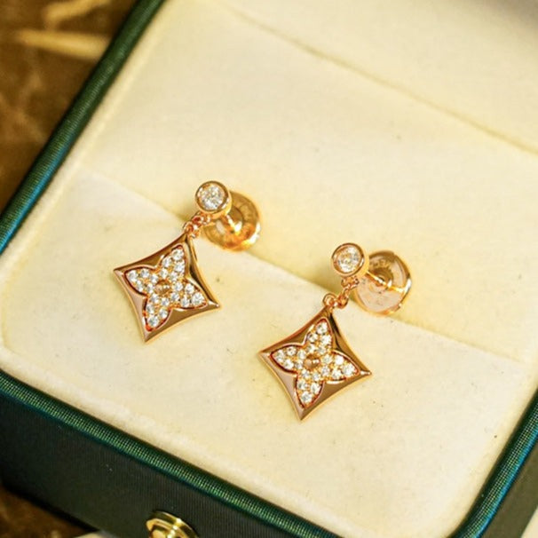 [Charm Aries Jewelry]STAR DIAMONDS EARRINGS GOLD