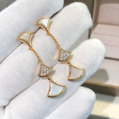 [Charm Aries Jewelry]DREAM EARRINGS 3 MOTIFS DIAMOND MOP PINK GOLD