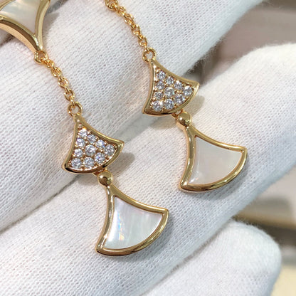 [Charm Aries Jewelry]DREAM EARRINGS 3 MOTIFS DIAMOND MOP PINK GOLD