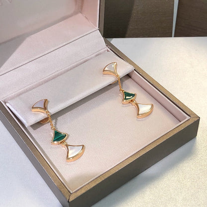 [Charm Aries Jewelry]DREAM EARRINGS 3 MOTIFS MALACHITE MOP PINK GOLD