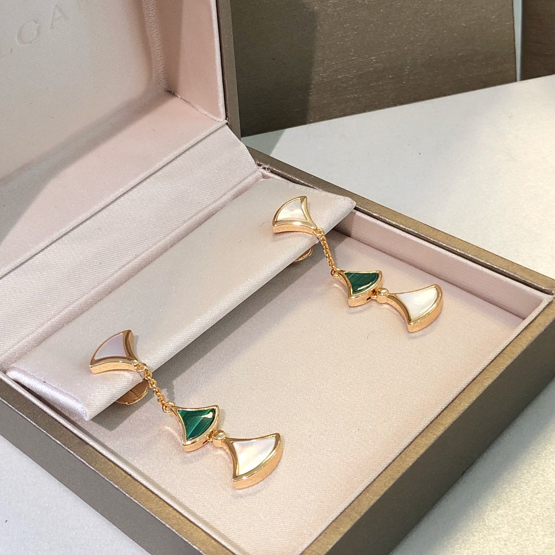 [Charm Aries Jewelry]DREAM EARRINGS 3 MOTIFS MALACHITE MOP PINK GOLD