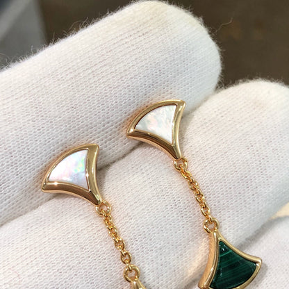 [Charm Aries Jewelry]DREAM EARRINGS 3 MOTIFS MALACHITE MOP PINK GOLD