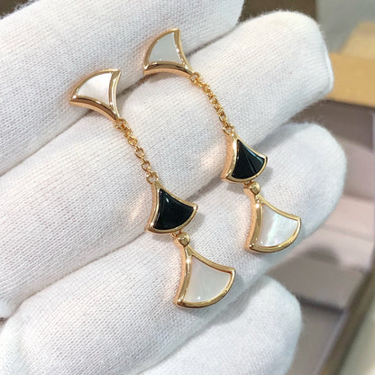 [Charm Aries Jewelry]DREAM EARRINGS 3 MOTIFS ONYX MOP PINK GOLD
