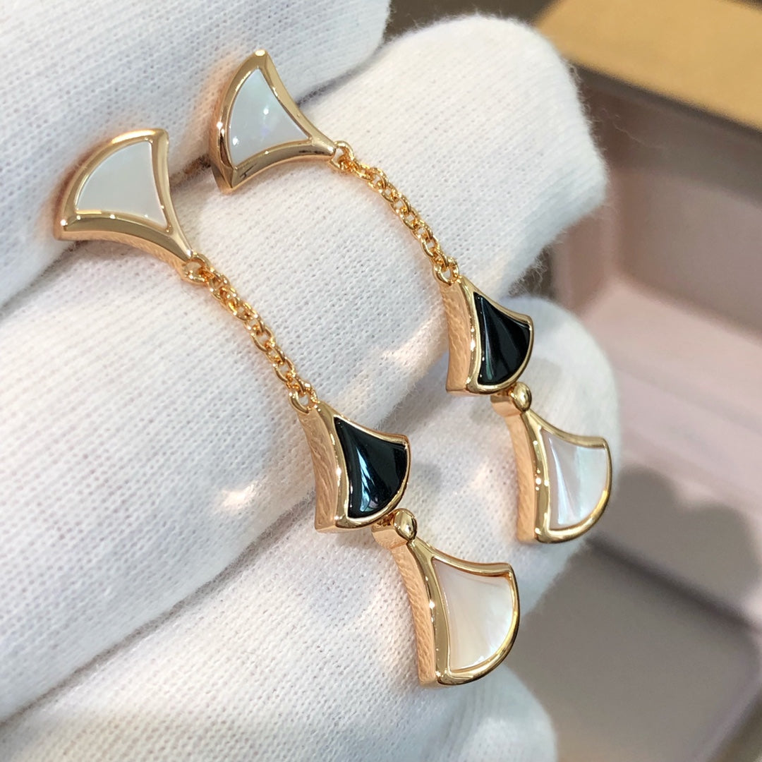 [Charm Aries Jewelry]DREAM EARRINGS 3 MOTIFS ONYX MOP PINK GOLD
