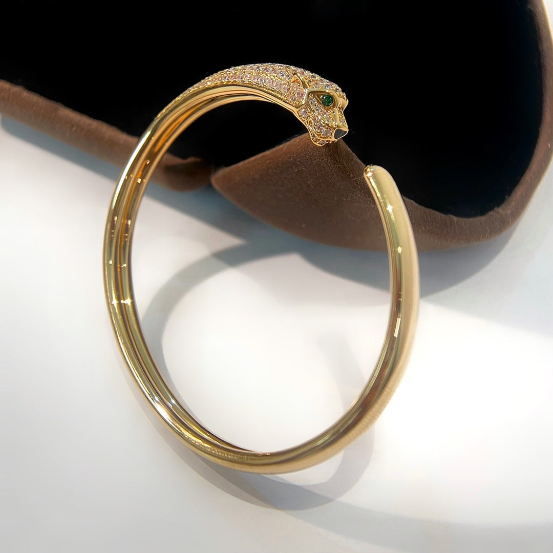 [Charm Aries Jewelry]PANTHERE GOLD DIAMOND OPEN BRACELET