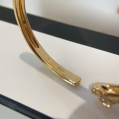 [Charm Aries Jewelry]PANTHERE GOLD DIAMOND OPEN BRACELET