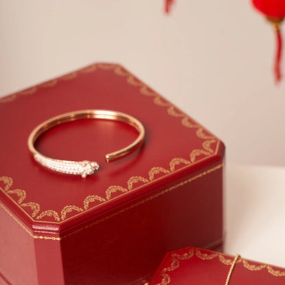 [Charm Aries Jewelry]PANTHERE ROSE GOLD DIAMOND OPEN BRACELET