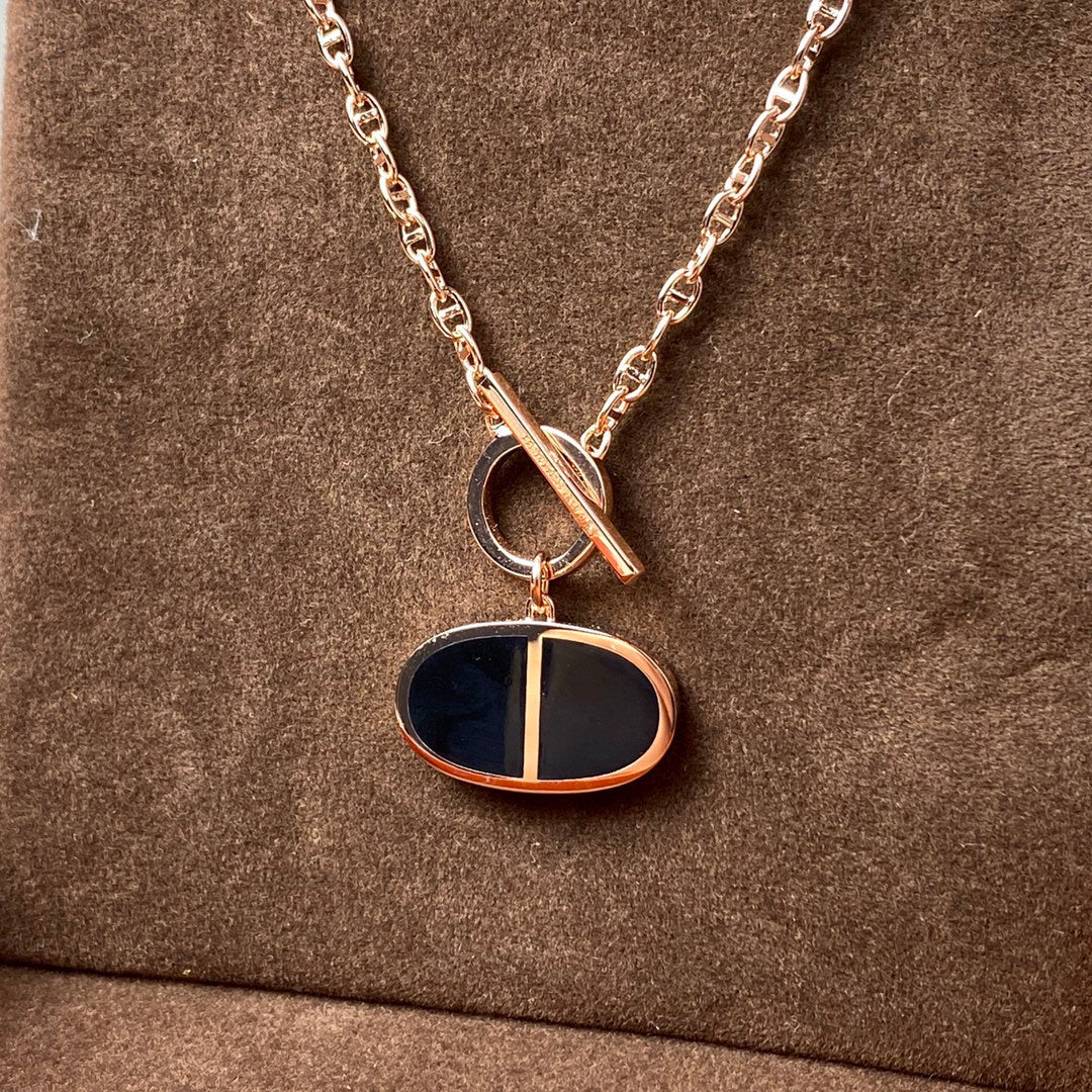 [Charm Aries Jewelry]CHAINE VERSO BLACK CERAMIC NECKLACE