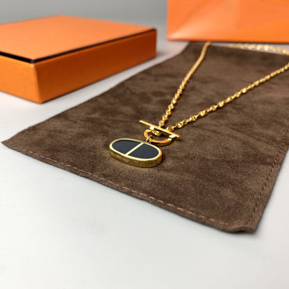 [Charm Aries Jewelry]CHAINE VERSO BLACK CERAMIC NECKLACE