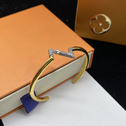 [Charm Aries Jewelry]VOLTE UPSITE DOWN DIAMOND GOLD OPEN BRACELET