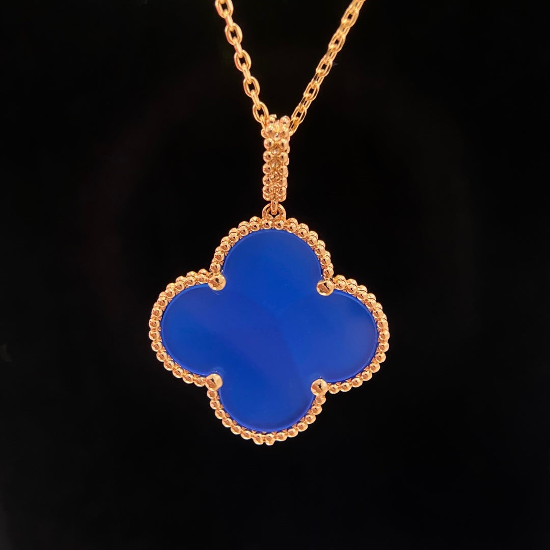 [Charm Aries Jewelry]CLOVER 25MM NECKLACE TURQUOISE ROSE GOLD