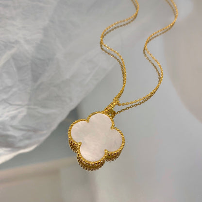 [Charm Aries Jewelry]CLOVER 25MM MOP LARGE PENDANT NECKLACE