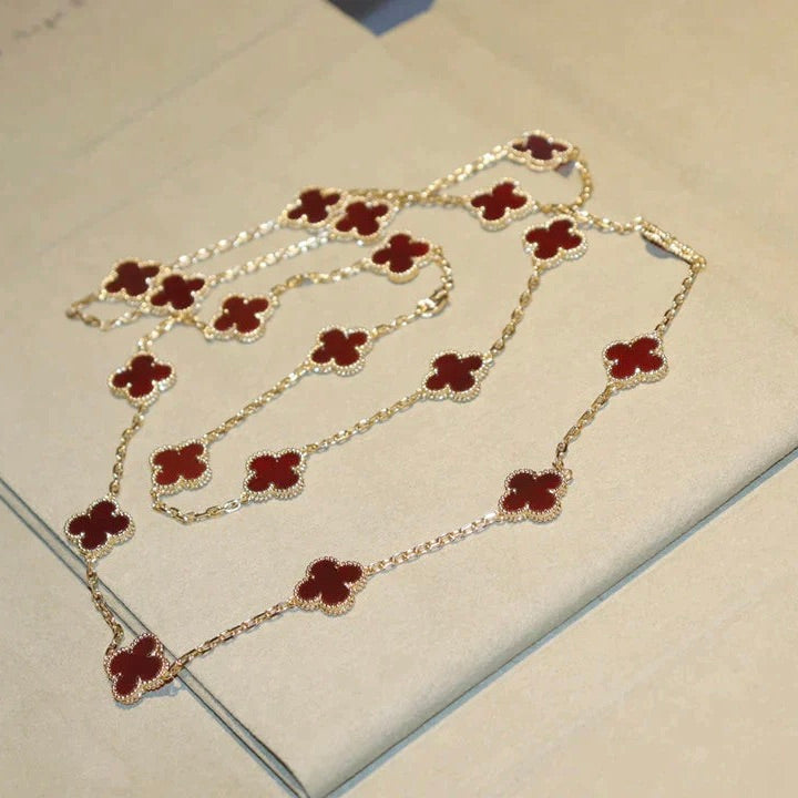 [Charm Aries Jewelry]CLOVER 20 MOTIFS CARNELIAN NECKLACE