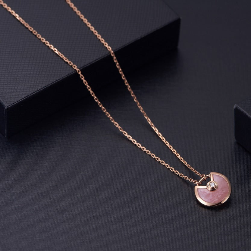 [Charm Aries Jewelry]AMULETTE ROSE GOLD PINK MOP NECKLACE
