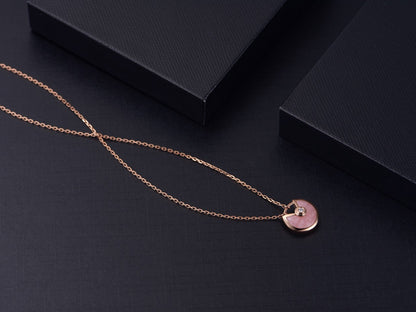 [Charm Aries Jewelry]AMULETTE ROSE GOLD PINK MOP NECKLACE