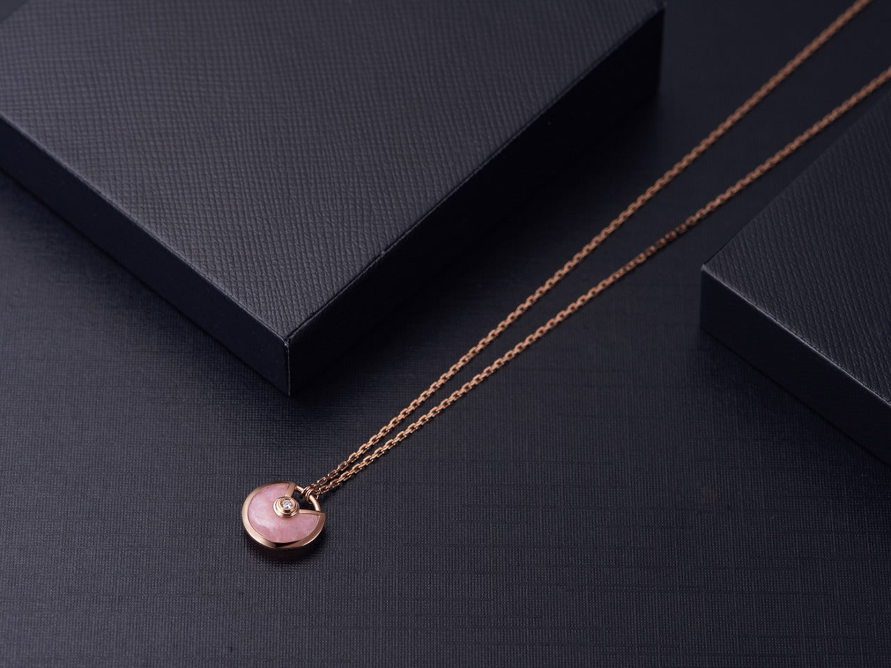 [Charm Aries Jewelry]AMULETTE ROSE GOLD PINK MOP NECKLACE