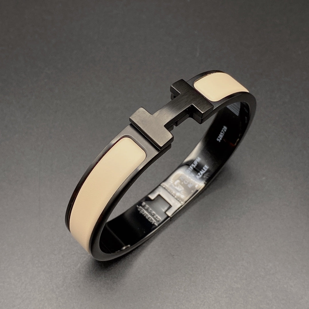 [Charm Aries Jewelry]H BRACELET 12MM BLACK BEIGE CERAMIC
