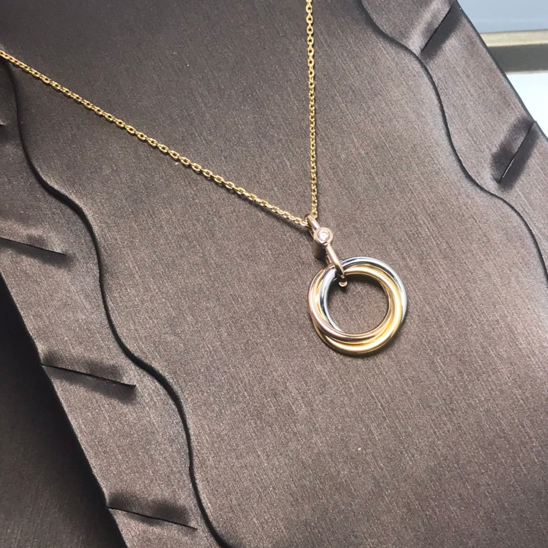 [Charm Aries Jewelry]TRINITY SILVER GOLD PINK GOLD NECKLACE
