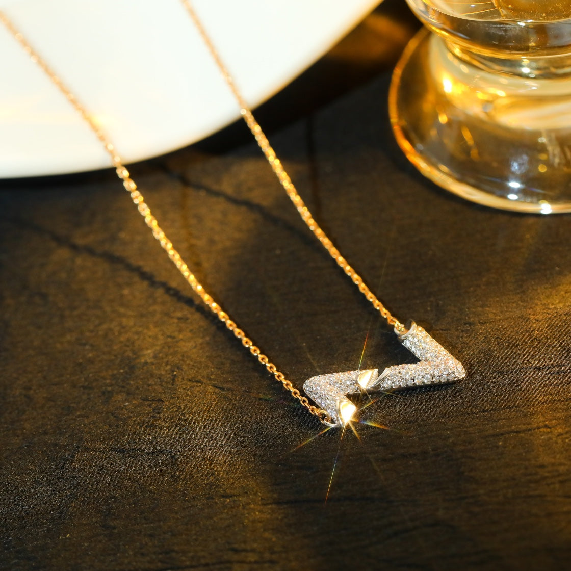 [Charm Aries Jewelry]VOLT SILVER DIAMOND PEDANT NECKLACE