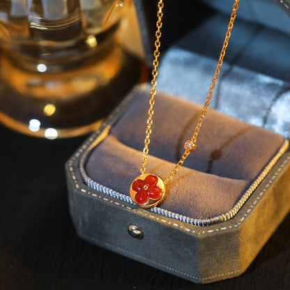 [Charm Aries Jewelry]SUN PEDANT PINK GOLD 1 DIAMOND NECKLACE