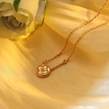 [Charm Aries Jewelry]SUN PEDANT PINK GOLD 1 DIAMOND NECKLACE