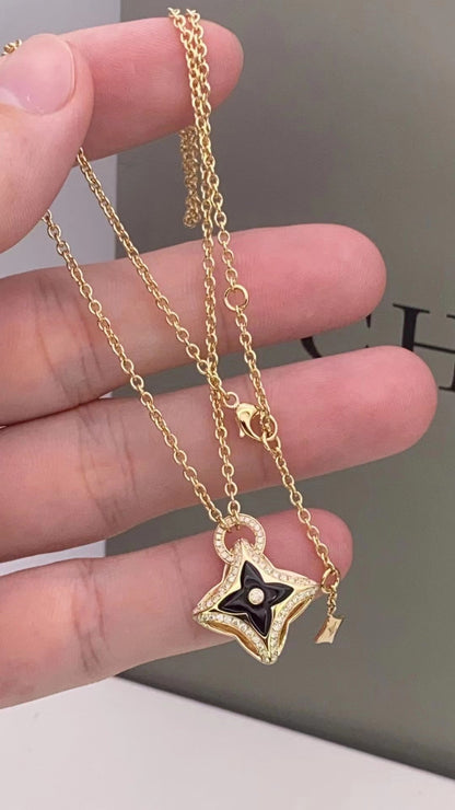 [Charm Aries Jewelry]STAR PEDANT PINK GOLD DIAMOND NECKLACE