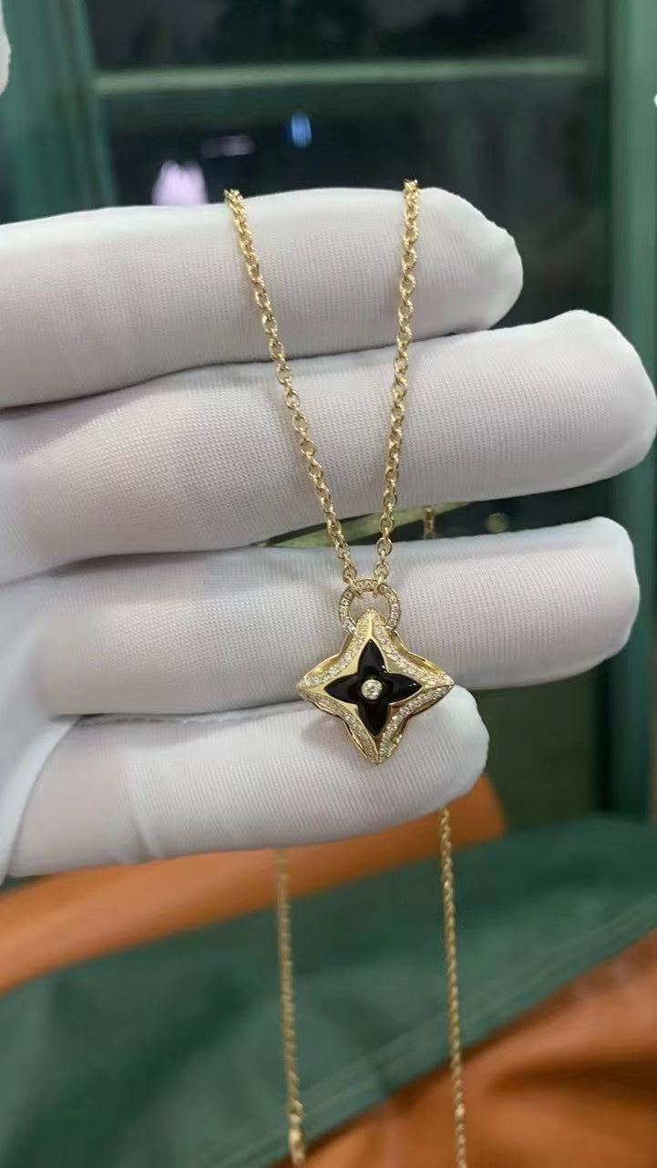 [Charm Aries Jewelry]STAR PEDANT PINK GOLD DIAMOND NECKLACE