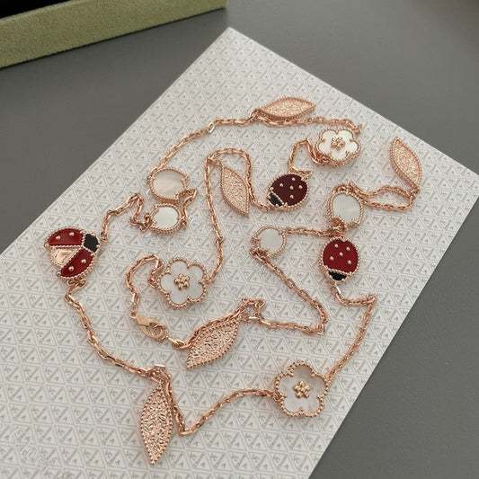 [Charm Aries Jewelry]LUCKY SPRING 15 MOTIFS ROSE GOLD NECKLACE