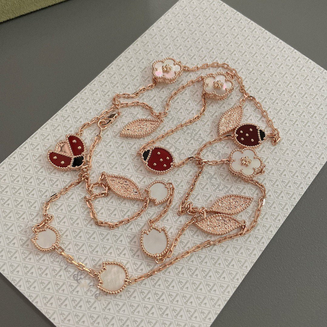 [Charm Aries Jewelry]LUCKY SPRING 15 MOTIFS ROSE GOLD NECKLACE