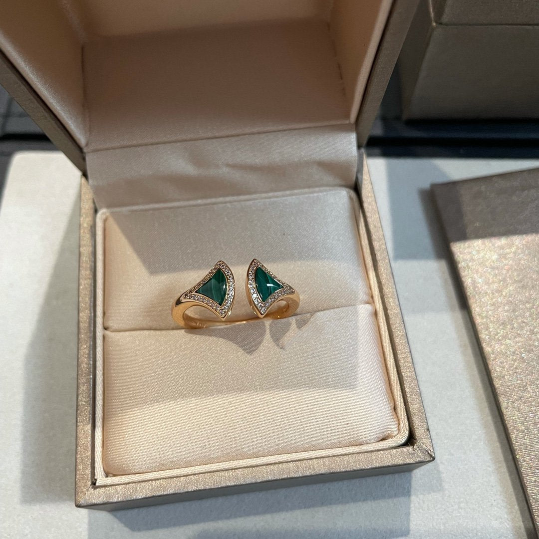 [Charm Aries Jewelry]DREAM MALACHITE DIAMOND OPEN RING