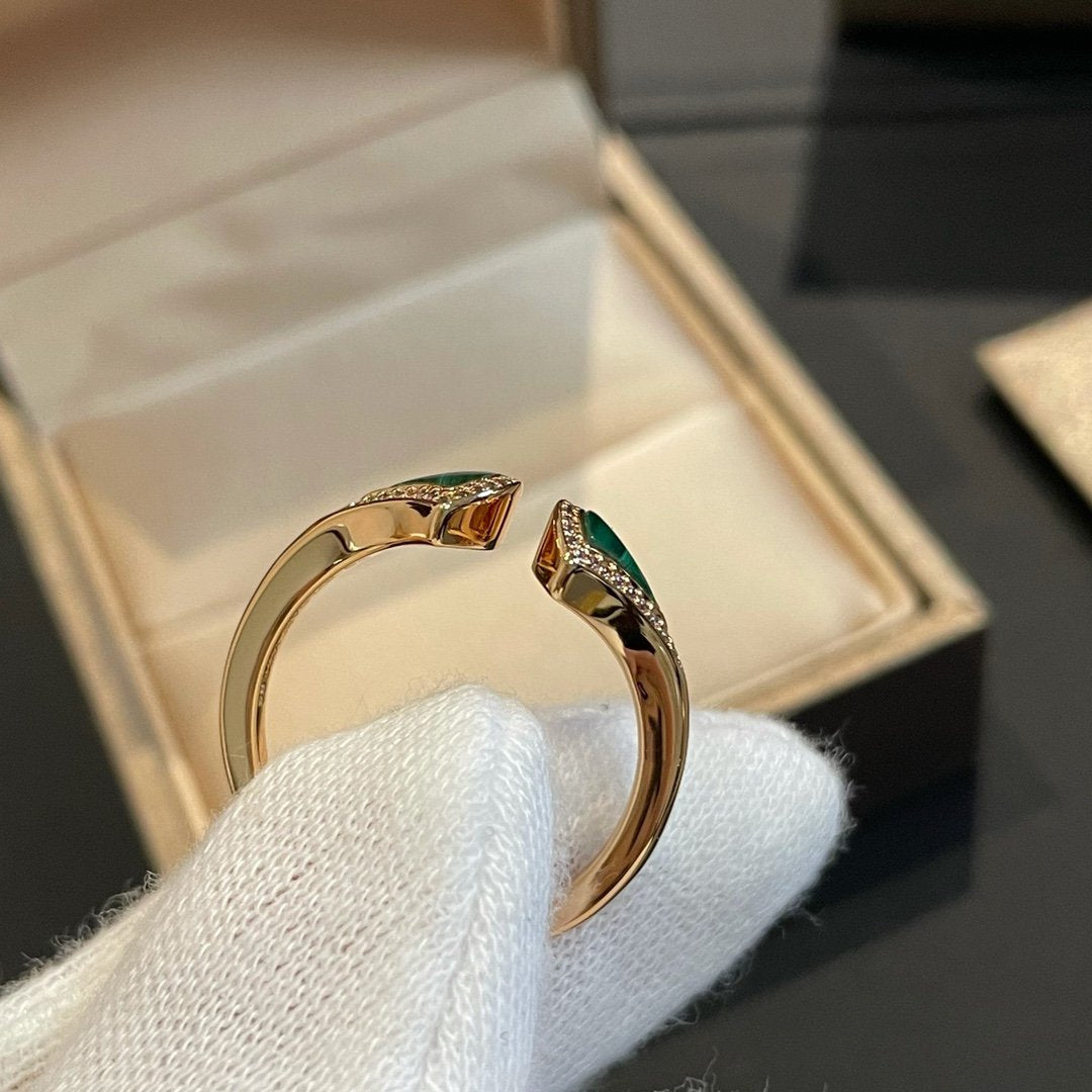 [Charm Aries Jewelry]DREAM MALACHITE DIAMOND OPEN RING